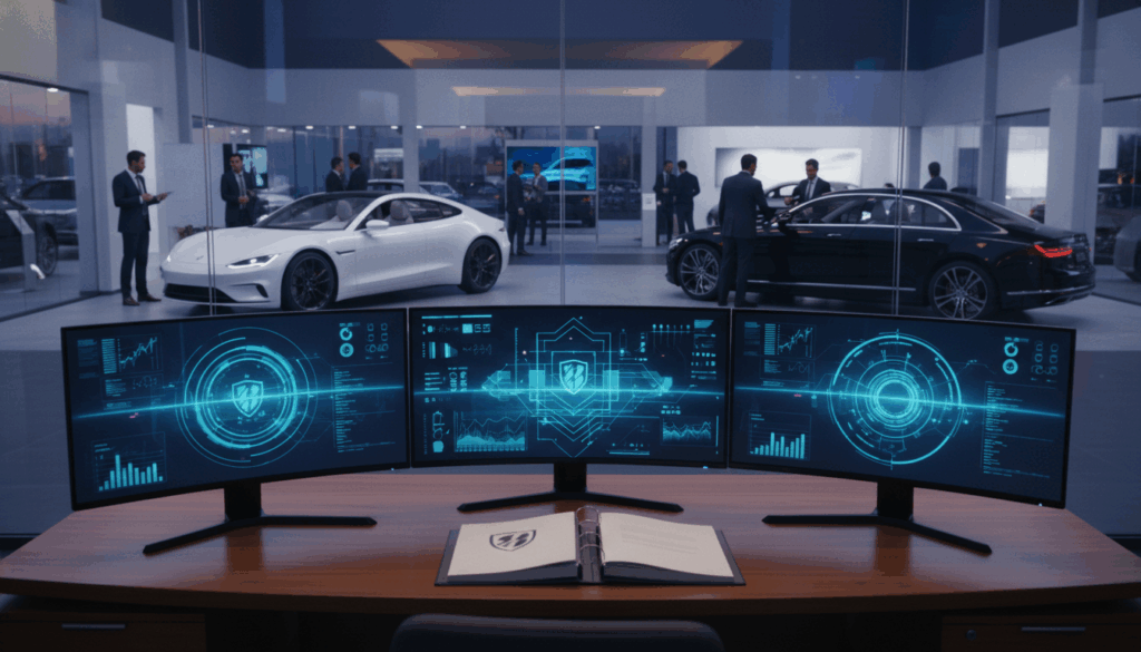 Dealership CRM dashboard displaying sales metrics and training integration data.