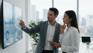 GSM reviewing daily sales checklist with automotive sales rep